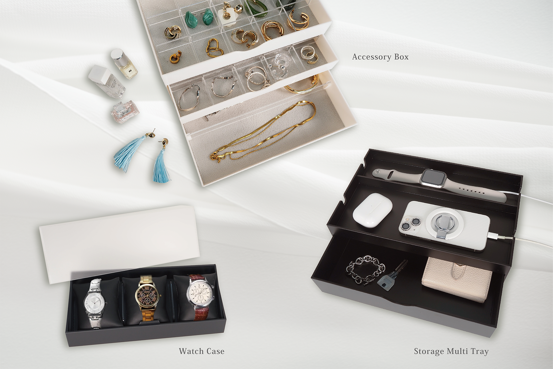 アクセサリーボックス・ウォッチケース・ストレージマルチトレイ